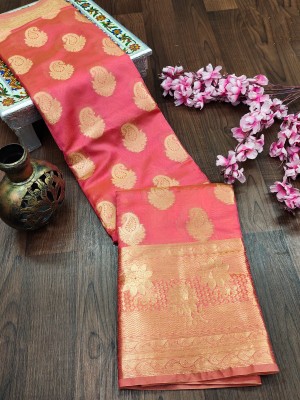 PHEASANT Woven, Applique, Embellished, Printed, Dyed Paithani Jacquard, Art Silk Saree(Pink)