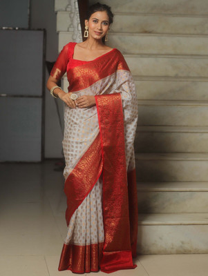 Varda Woven Daily Wear Art Silk Saree(Dark Green)