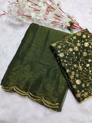 shrijamyaham Self Design, Solid/Plain Bollywood Chiffon Saree(Mustard)