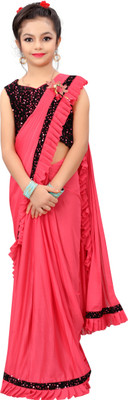 Dream Clouds Solid/Plain Bollywood Lycra Blend Saree(Pink)