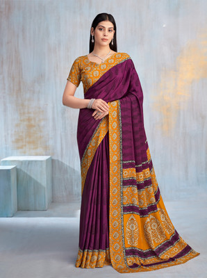 Divastri Printed Bollywood Crepe Saree(Magenta)