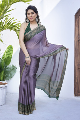 MIRCHI FASHION Paisley, Floral Print Daily Wear Chiffon, Georgette Saree(Purple, Green)