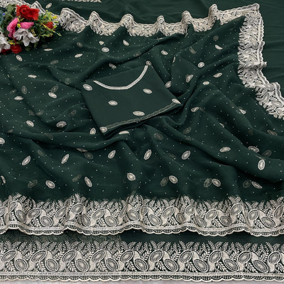 SHUBHDRASHTI NX Embroidered Bollywood Organza Saree(Green)