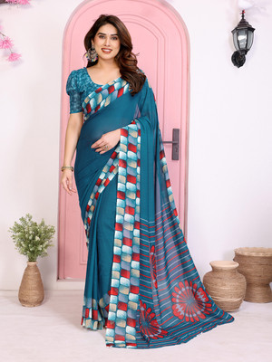 Moda Rapido Color Block Daily Wear Georgette Saree(Multicolor)