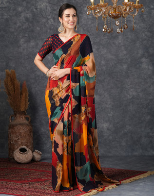 SIRIL Printed Daily Wear Georgette Saree(Multicolor)