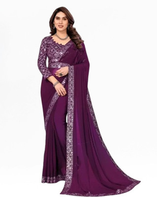 MM BROTHERS Embroidered Bollywood Georgette Saree(Multicolor)