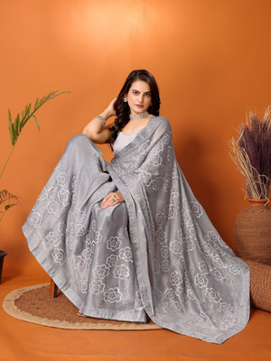 Tasrika Embellished, Embroidered Bollywood Chiffon Saree(Grey)