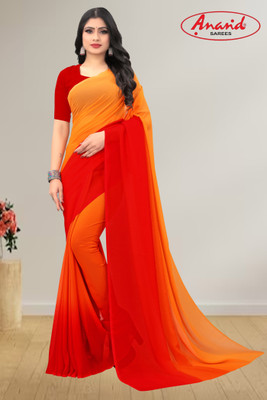 Anand Sarees Ombre Bollywood Georgette Saree(Red, Orange)