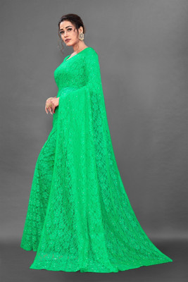 Fashion Nexa Self Design Bollywood Brasso Saree(Light Green)