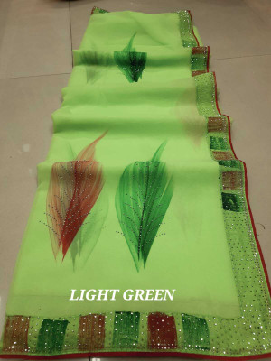 rajvastra fashion Self Design Bhagalpuri Georgette Saree(Light Green)