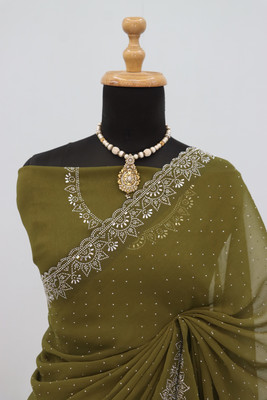 ZOYAL ENTERPRISE Embellished Bollywood Organza Saree(Light Green)