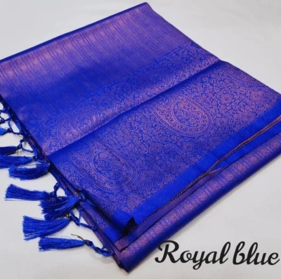 Banaras silk palace Woven Banarasi Viscose Rayon Saree(Blue)