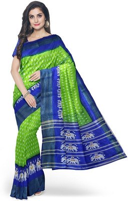 Saadhvi Printed Kalamkari Art Silk Saree(Green)