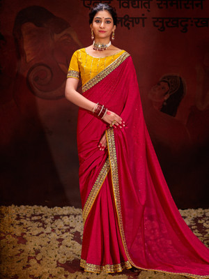 Tasrika Self Design Bollywood Silk Blend Saree(Pink)