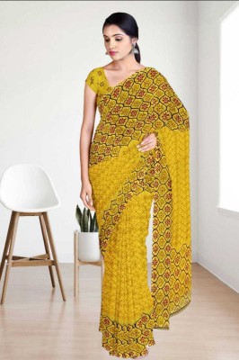 Classy Foriever Printed Daily Wear Georgette Saree(Yellow)