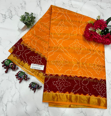KRISHNA NX Printed Daily Wear Pure Cotton Saree(Gold)
