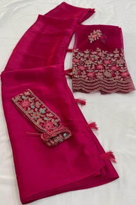 Dori Printed Bollywood Satin Saree(Pink)