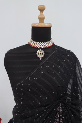 ZOYAL ENTERPRISE Embellished Bollywood Georgette Saree(Black)