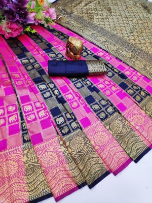 Ratnavati Woven Banarasi Silk Blend Saree(Pink)