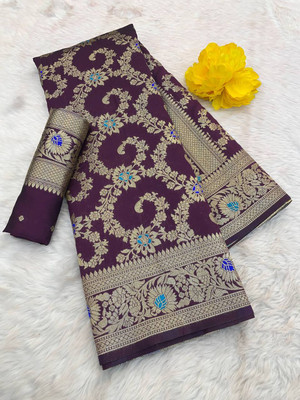 GATISHVAM TEXTILE Woven Banarasi Art Silk Saree(Purple)