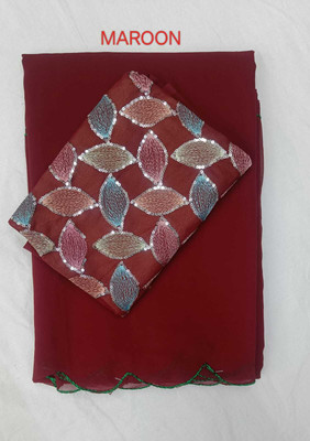 supalee tex Solid/Plain Bollywood Georgette Saree(Maroon)