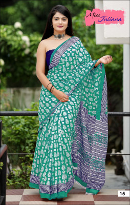 JASU CREATION Printed Ikkat Pure Cotton Saree(Maroon)