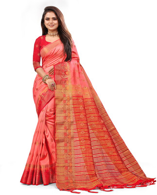 ANISSA SAREE Woven Kanjivaram Art Silk Saree(Red)