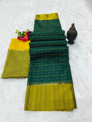 Mervadiya Self Design Kanjivaram Pure Silk, Art Silk Saree(Light Green)