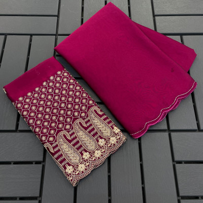 K 5 FASHION Solid/Plain Bollywood Chiffon Saree(Maroon)