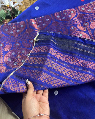 Ramani brothers Woven Mekhela Chador Pure Cotton Saree(Pack of 2, Blue)