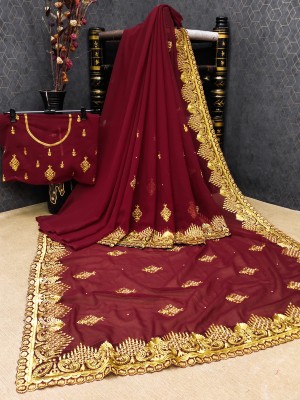 KHRITI FAB Embroidered Bollywood Georgette Saree(Maroon)