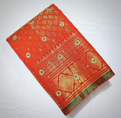 KANJEEVARAM SILK SAREES Floral Print Banarasi Pure Silk Saree(Red)