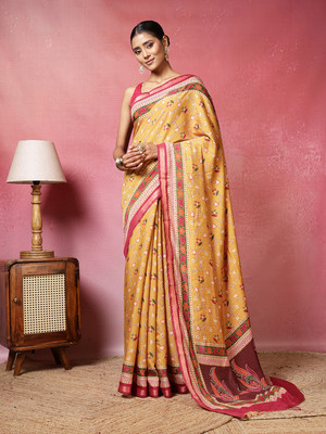 Meena Bazaar Printed Bollywood Art Silk Saree(Multicolor)