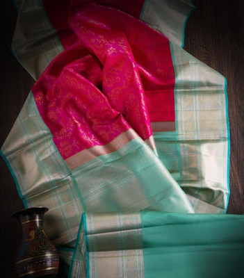 CENTURY CREATION Printed Banarasi Silk Blend Saree(Pink)