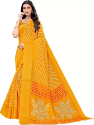 siddharth textiles Applique Gadwal Cotton Blend Saree(Yellow)