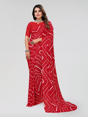 Moda Rapido Striped Daily Wear Georgette Saree(Red)