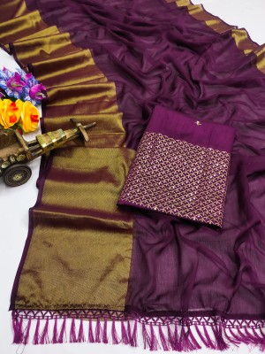 Krishnatrendz Self Design Bollywood Chiffon Saree(Purple)