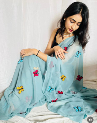 Gresha Enterprise Embroidered Bollywood Georgette Saree(Light Green)