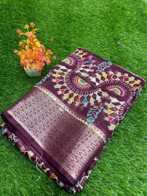 KANDORA Printed Bollywood Pure Cotton Saree(Magenta)