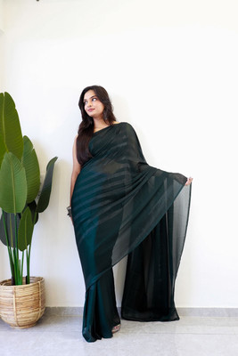 JJcreationn Solid/Plain, Striped, Self Design Bhagalpuri Georgette Saree(Gold)