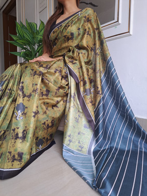 Munmun pradhan Self Design Bollywood Tussar Silk Saree(Multicolor)