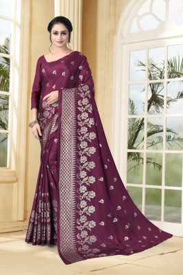 Vastram Enterprise Printed Bollywood Silk Blend Saree(Maroon)