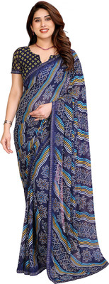 Moda Rapido Printed Daily Wear Georgette Saree(Blue)