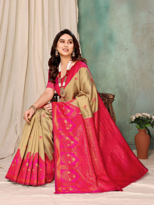 Soor Panchi Woven Banarasi Pure Silk Saree(Pink)