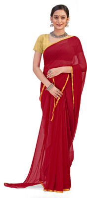 HouseOfCommon Solid/Plain Bollywood Jacquard, Cotton Silk Saree(Maroon)