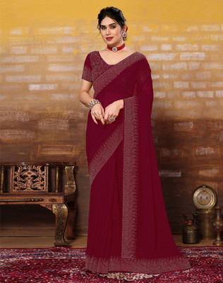 Satrani Dyed, Self Design Bollywood Georgette Saree(Maroon)