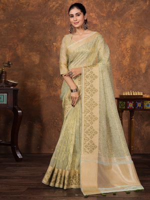 Sareemall Woven Bollywood Tissue Saree(Light Green)