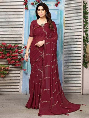 Falessa Embellished Bollywood Georgette Saree(Maroon)