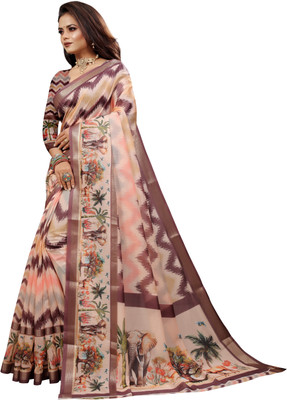 Gajal Woven, Printed Kanjivaram Pure Cotton, Cotton Silk Saree(Multicolor)
