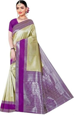 Fashionlu Printed Bandhani Cotton Silk Saree(Green)